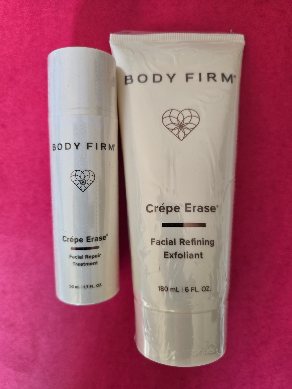 Body Firm Crepe Erase Facial Repair Treatment and Facial Refining Exfoliant
